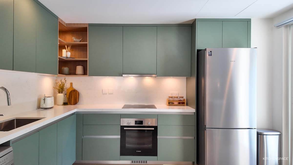 Sage Green with Wood Accent Kitchen 